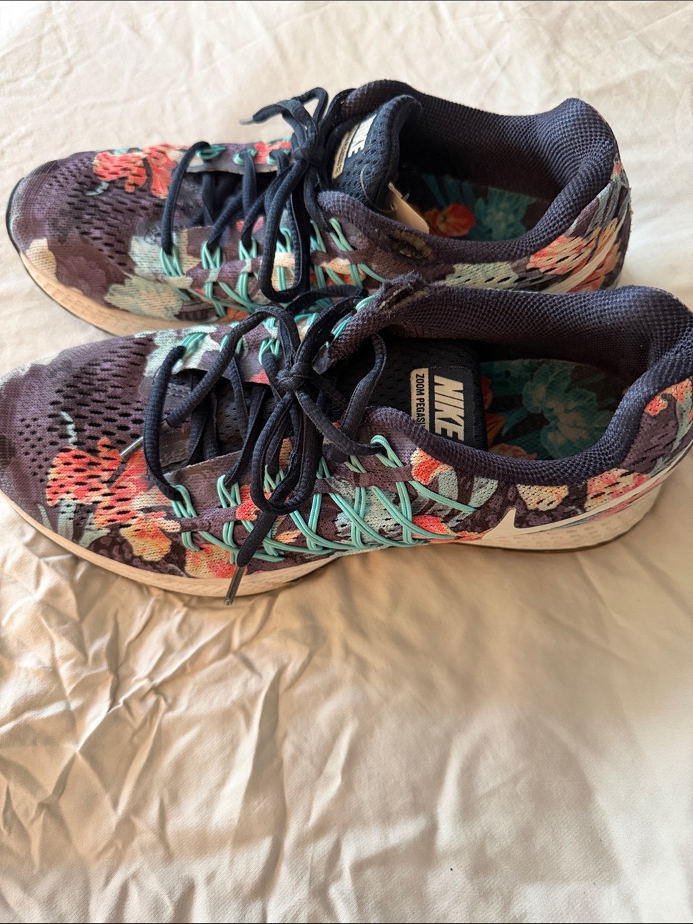 Nike Floral Print Running Shoes - Purple, Teal & Coral - Picture 3 of 3